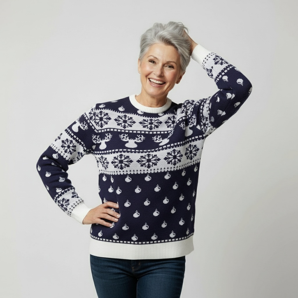 Pull de Noël %22Le Classique%22 bleu-Femme