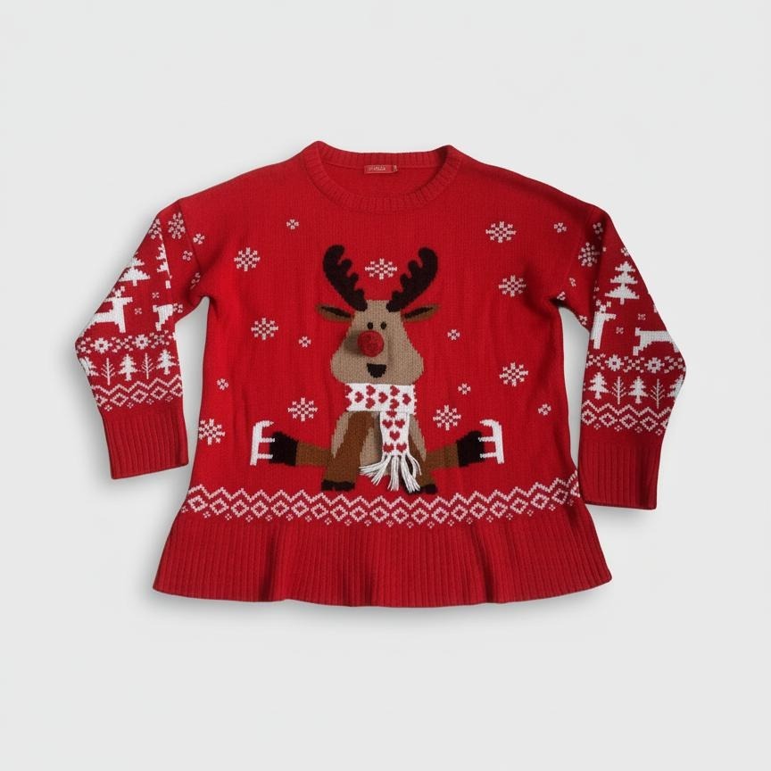 Pull de Noël Renne à Cœur Ouvert
