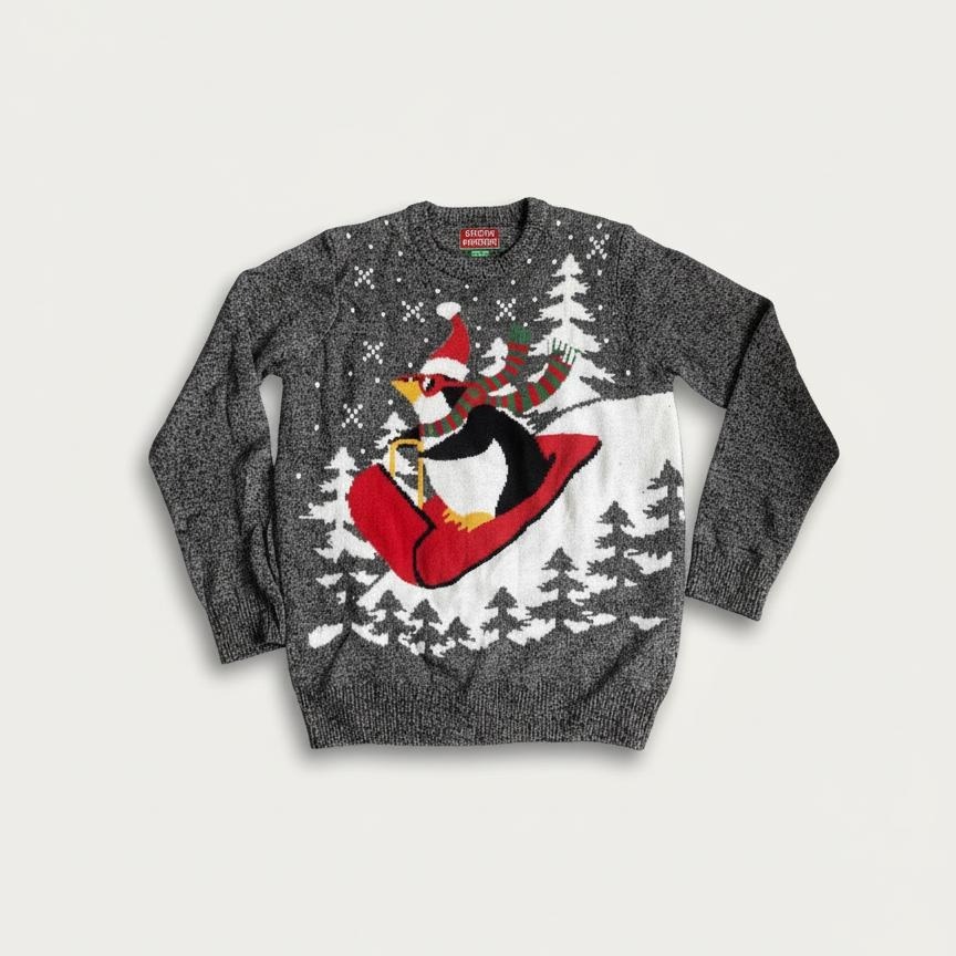 Pull de Noël seconde main Pingouin Globe-Trotter