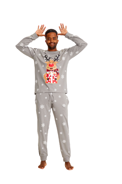 Kerstpyjama Rudolph met rendiermotief, shirt en broek