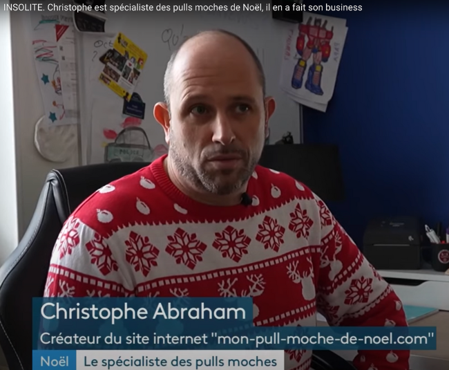 photo extraite du reportage de France 3 sur le phénomène des pulls moches de Noël