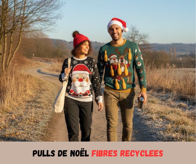 pull de noel en fibres recyclées