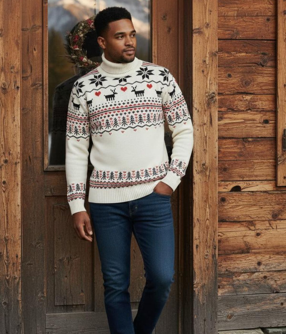 Pull de Noël col roulé homme