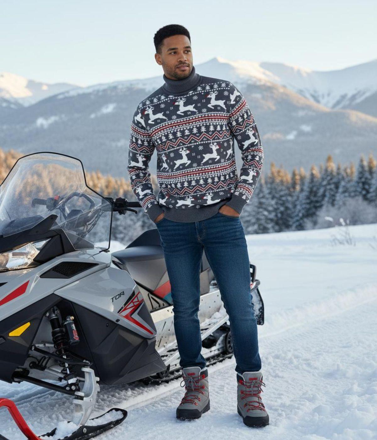 Pull de Noël rouge après-ski