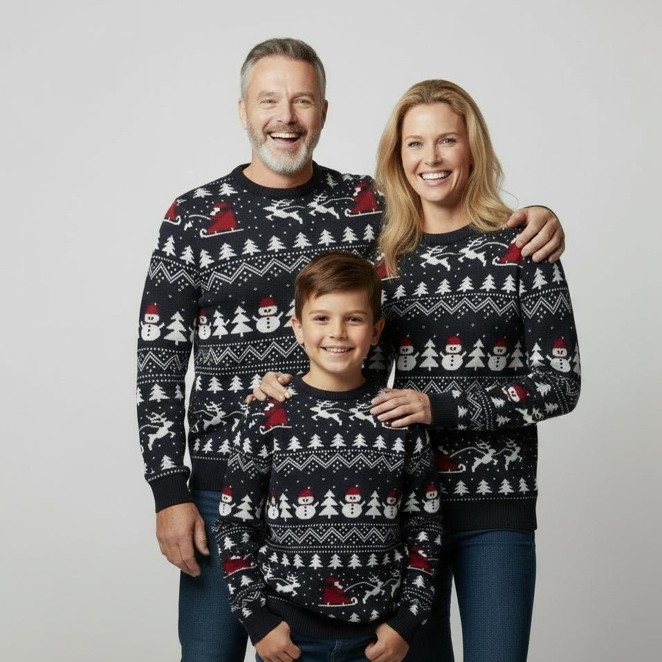 Pull de Noël famille Tempête de neige
