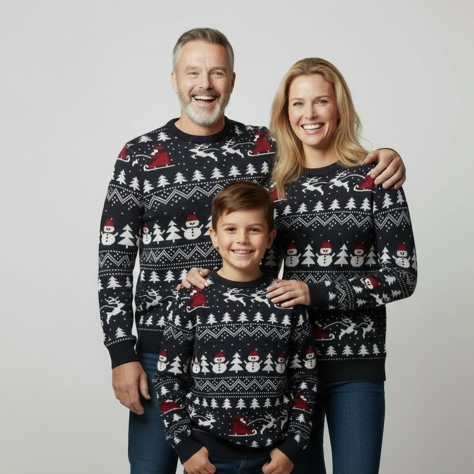 Weihnachtspullover Familie Schneesturm – Partnerlook