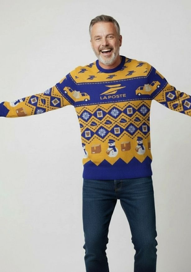 Personalisierter Weihnachtspullover La Poste Unternehmen
