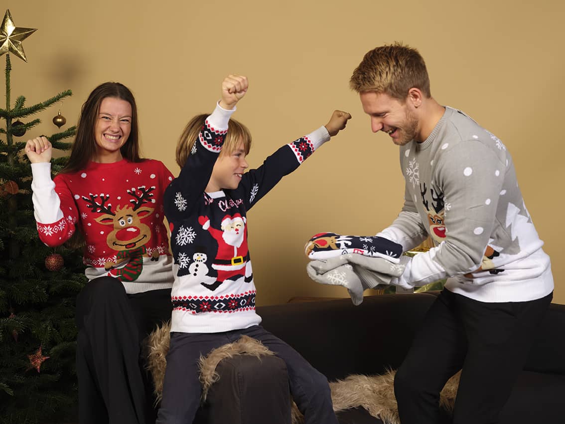 Pull De Noël 'Moche' Familial - Sweat à Manches Longues - Imprimé Cerf Ou Motifs Festifs - Pour Papa, Maman, Enfants