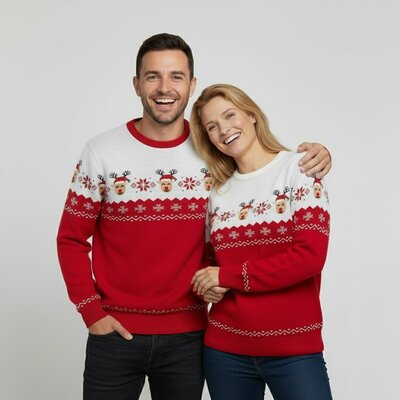 Pull de Noël %22Rudolph au nez rouge%22-Couple