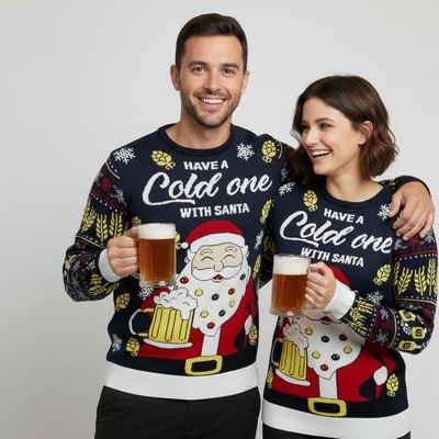 Pull de Noël %22Beer%22-Couple festif