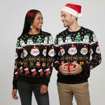 Stel in zwarte foute kersttrui Ho HOO Ho met Kerstmannen