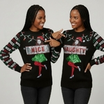 Pull de Noël-Gentille ou Vilaine-Femme-Face-Face