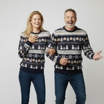 Pull de Noël %22Eclats de Noël%22 Bleu-Couple
