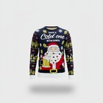 Kersttrui Beer met Kerstman die een pint bier heft en ledlampjes