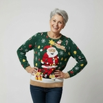 Pull de Noel-Pere-Noel-enguirlande.-Femme
