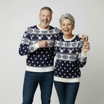 Pull de Noël %22Le Classique%22 bleu-Couple