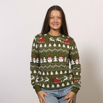 Pull de Noël Kaki - femme