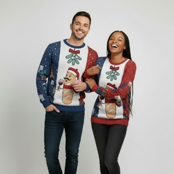 Lonya Sweat Femme Pull De Noël Drole Imprimé Père Noël Renne Bonhomme De Neige Et Sapin De Noël Modèle Chic Et Confortable Homme Des Neiges-Vert,L