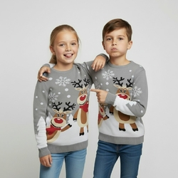 Pull côtelé à col roulé - Gris - Filles