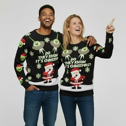 Pull De Noël "moche" Humour - Cadeau Original Et Drôle Pour La Famille - Manches Longues, Coupe Classique