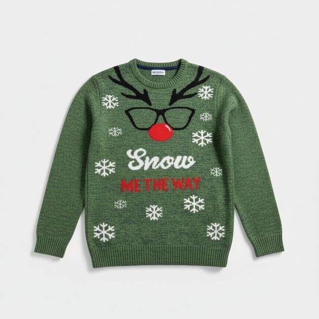 Pull De Noël Rouge Motif Renne 