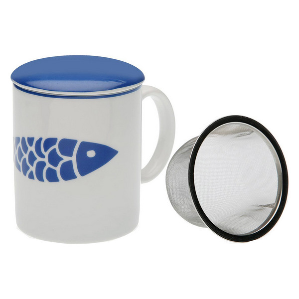 Mug Navy en porcelaine avec filtre en inox pour infusions
