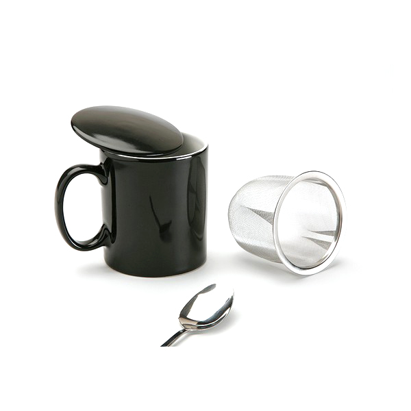 mug noir avec filtre en inox