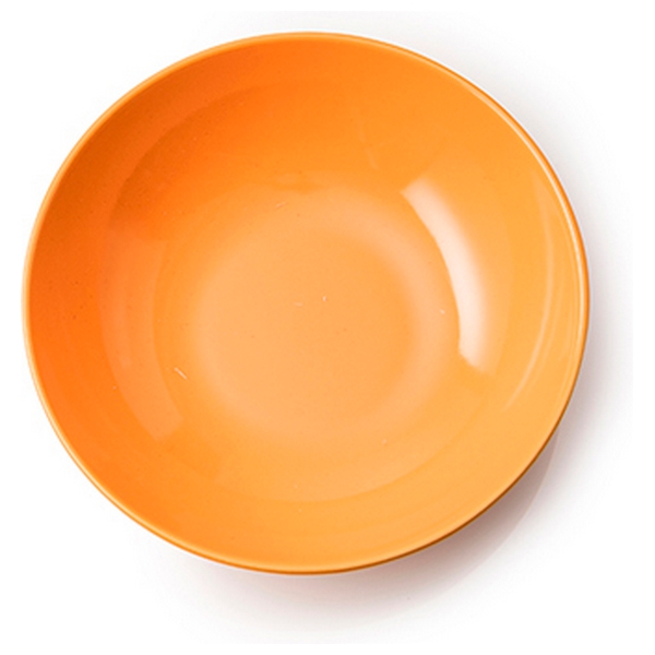 assiette creuse orange en grès Benetton