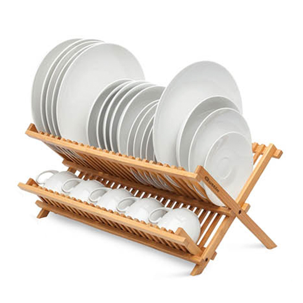 Egouttoir à vaisselle en bambou (42 x 27 x 33 cm)