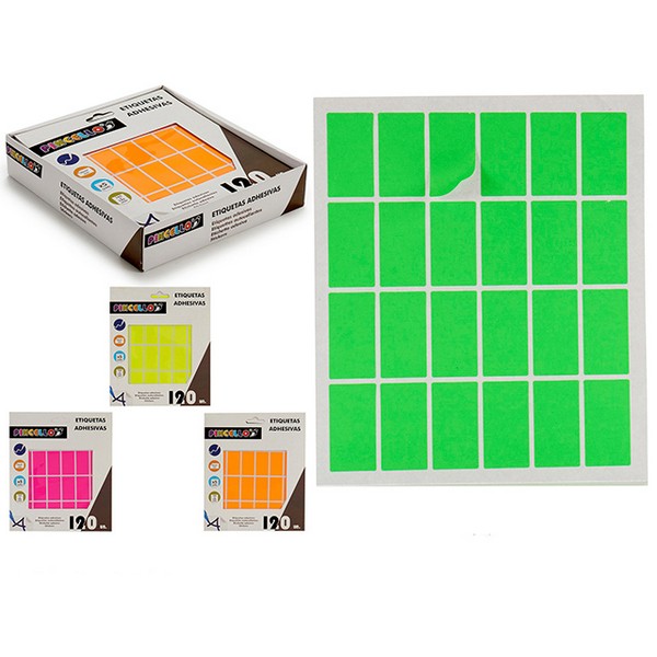 120 étiquettes autocollantes rectangulaires colorées (20 x 37 mm)