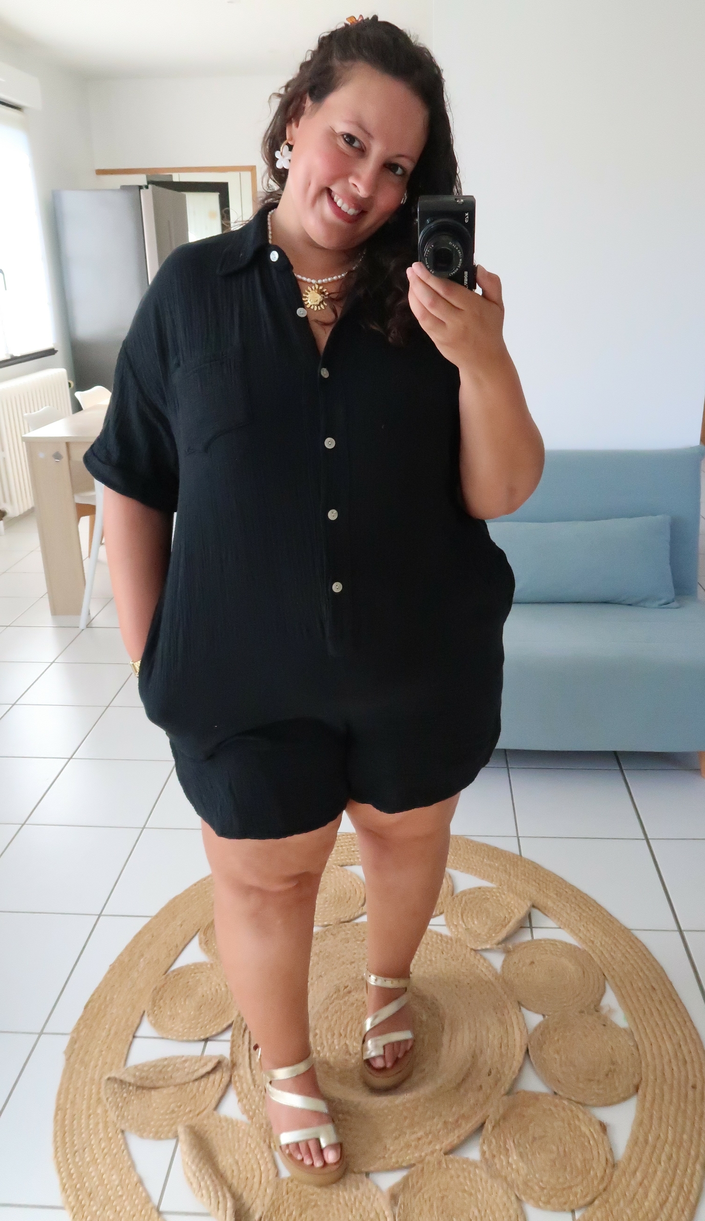 Short coton noir et blanc - Taille 46/48 - Vêtements