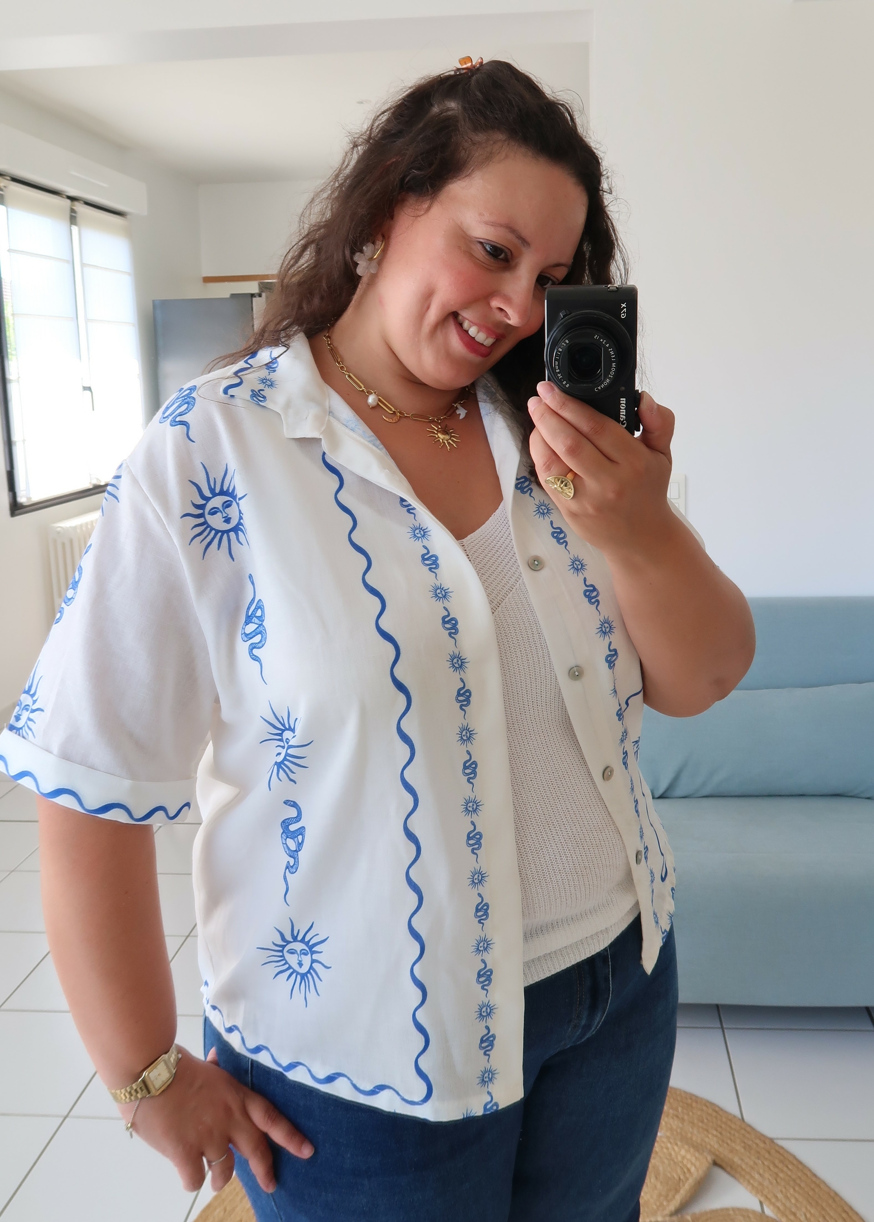Chemisier Léger Strenesse Blue Femme Rose - Taille 40/42 - Manches Courtes - Occasion