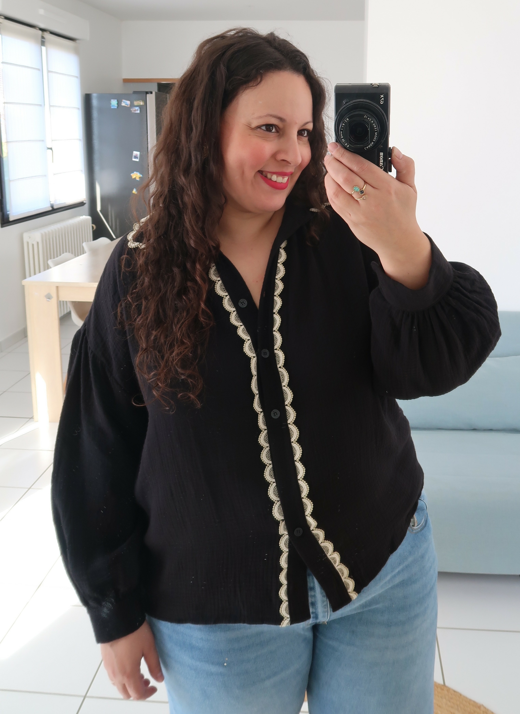Blouse Tunique Noire Les Petites – Taille XL (42) – Occasion Très Bon état – Style Satin élégant