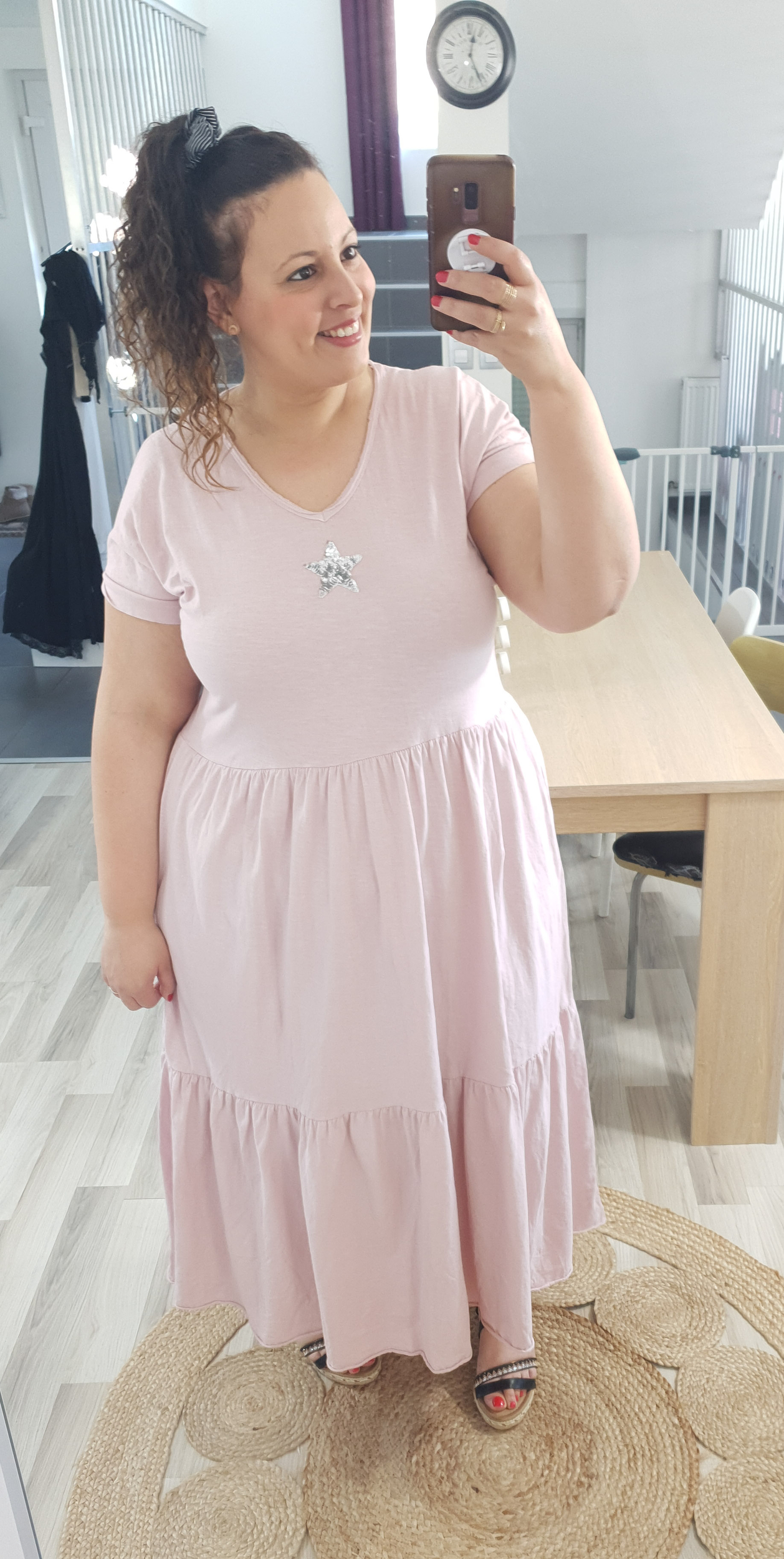 robe sequin rose poudre