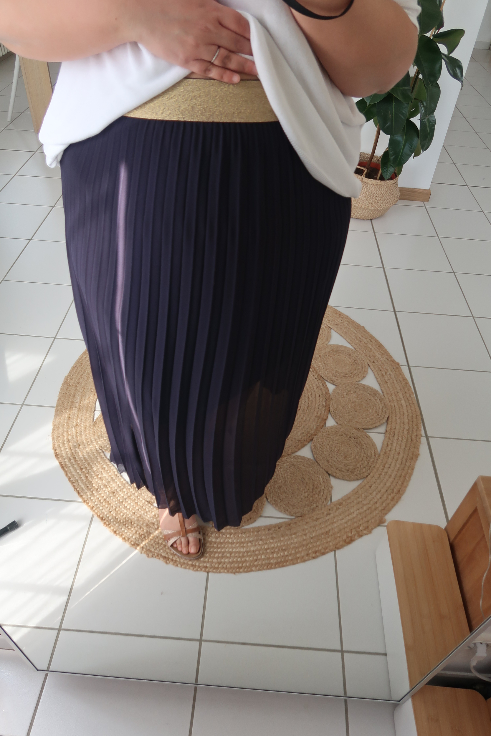 La jupe plisée soleil marine - C MELODIE - Taille unique (46/52)