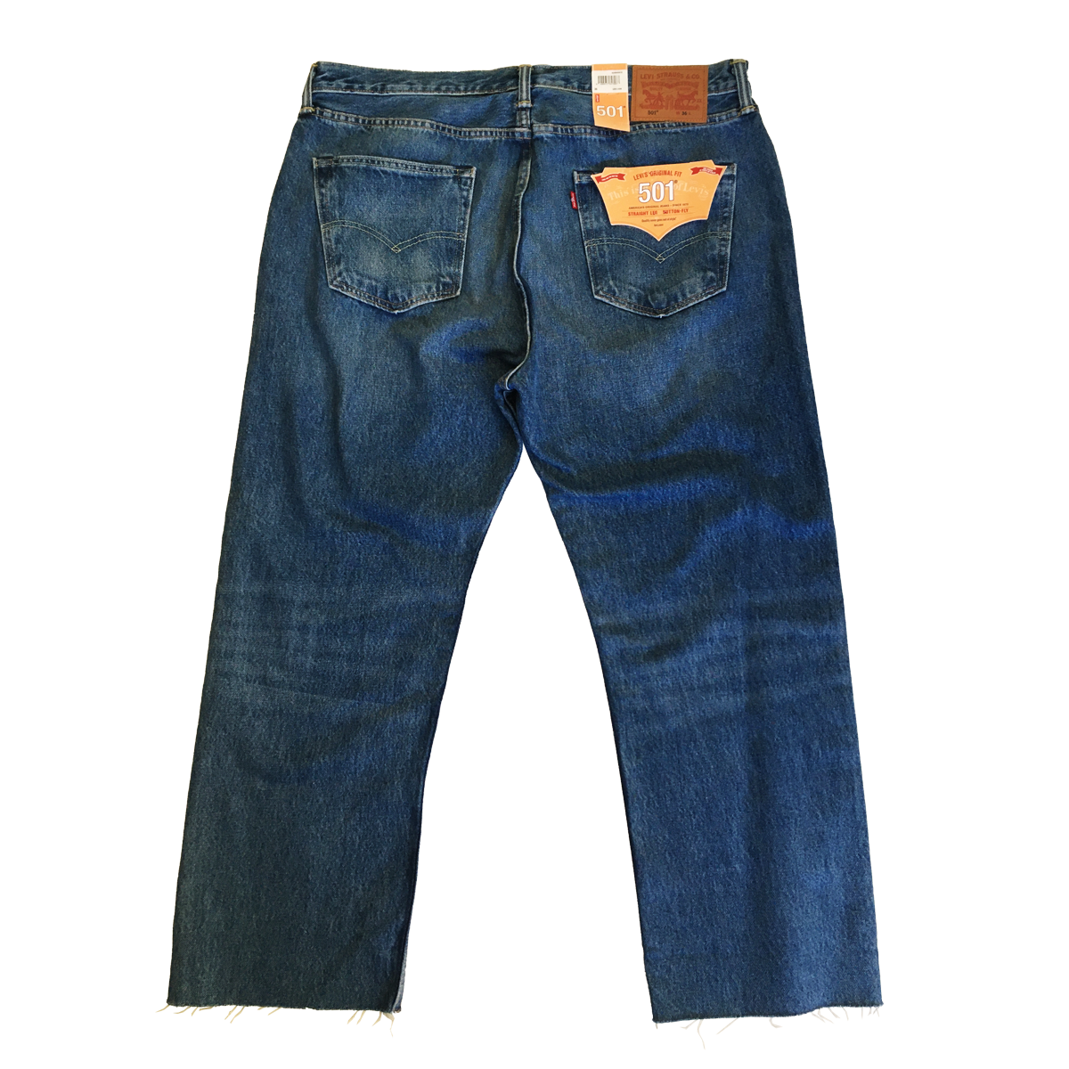 Levis 501 cropped blue straight lined 1