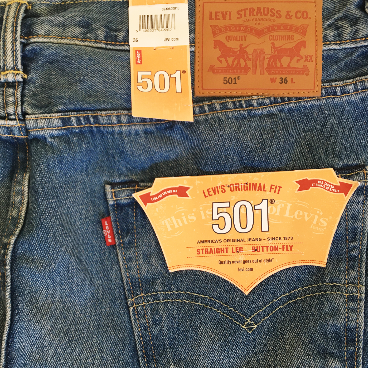 Levis 501 cropped blue straight lined 5