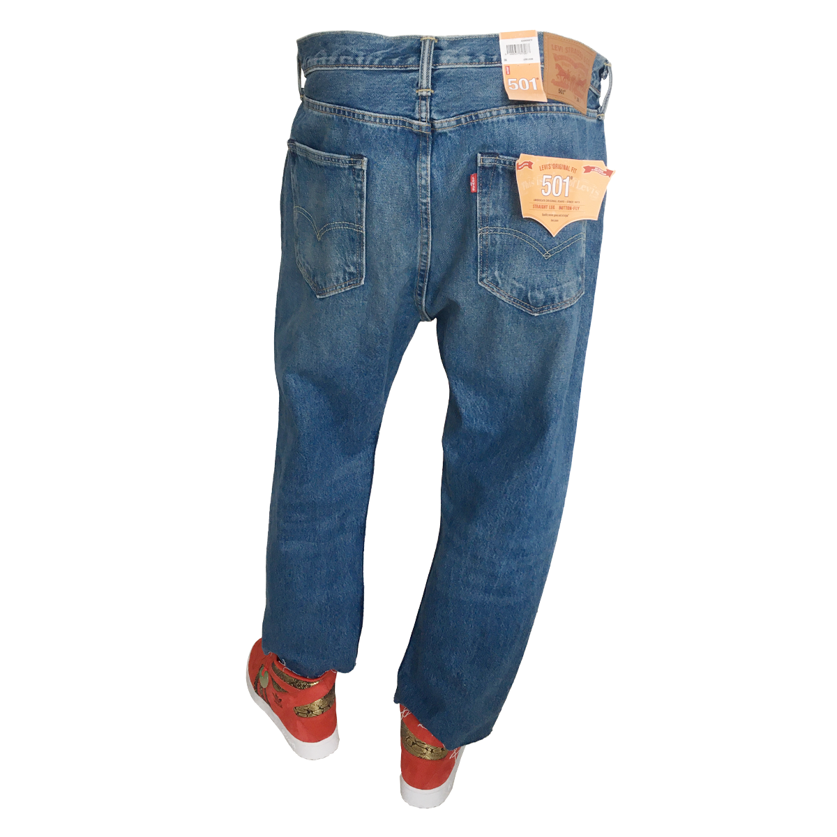 Levis 501 cropped blue straight lined 17