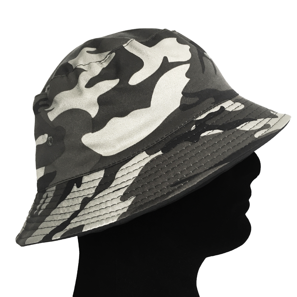 Chapeau bob réversible camouflage gris blanc/ noir