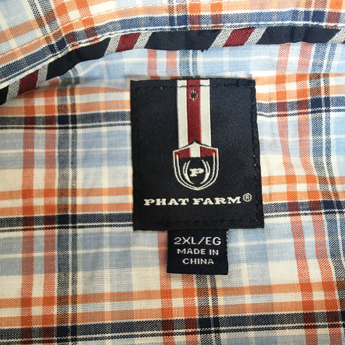 Phat Farm navy blue and red checker print 3