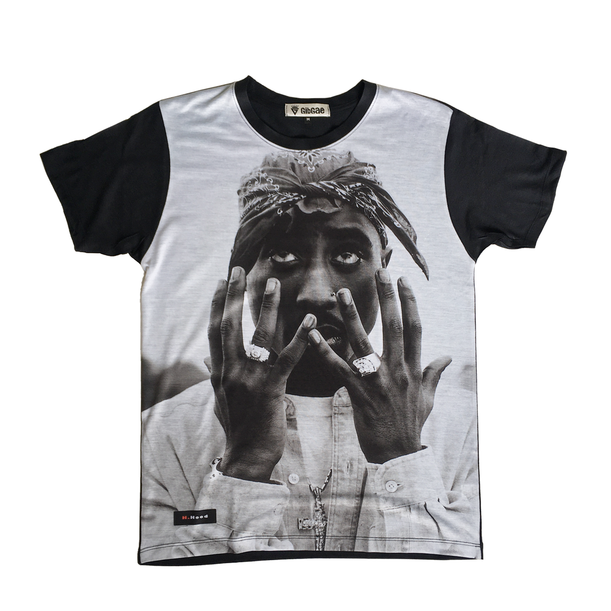 t-shirt imprimé monochrome (Tupac)
