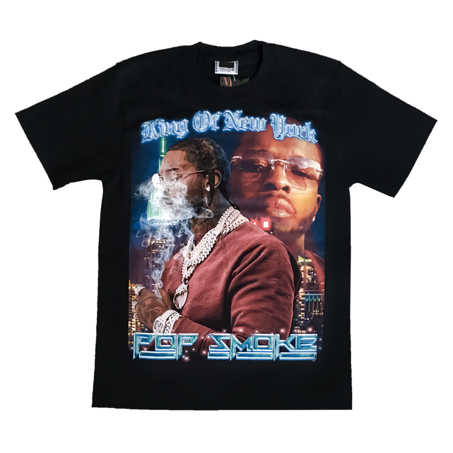 Pop Smoke print t shirt 1
