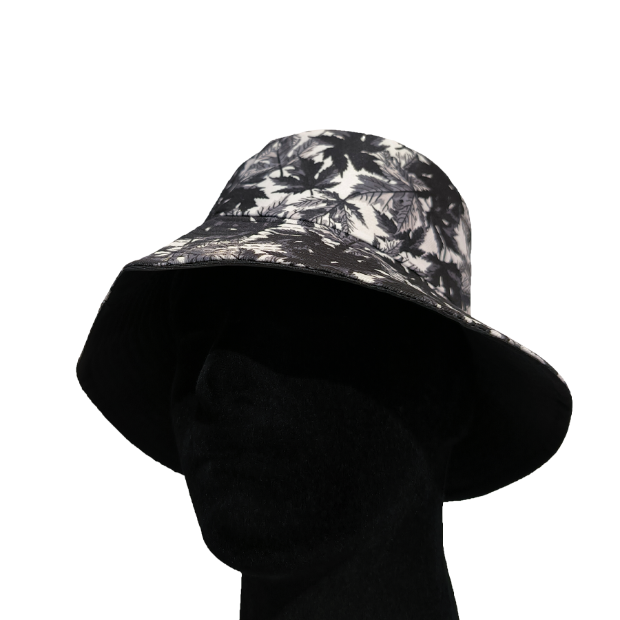 Black n white leaf bucket hat 4