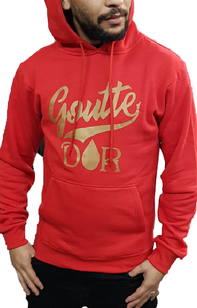 sweatshirt rouge à capuche Goutte d\'Or par Hollyhood Capital Paris