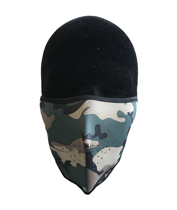 Masque Visage, style moto motard camo vert