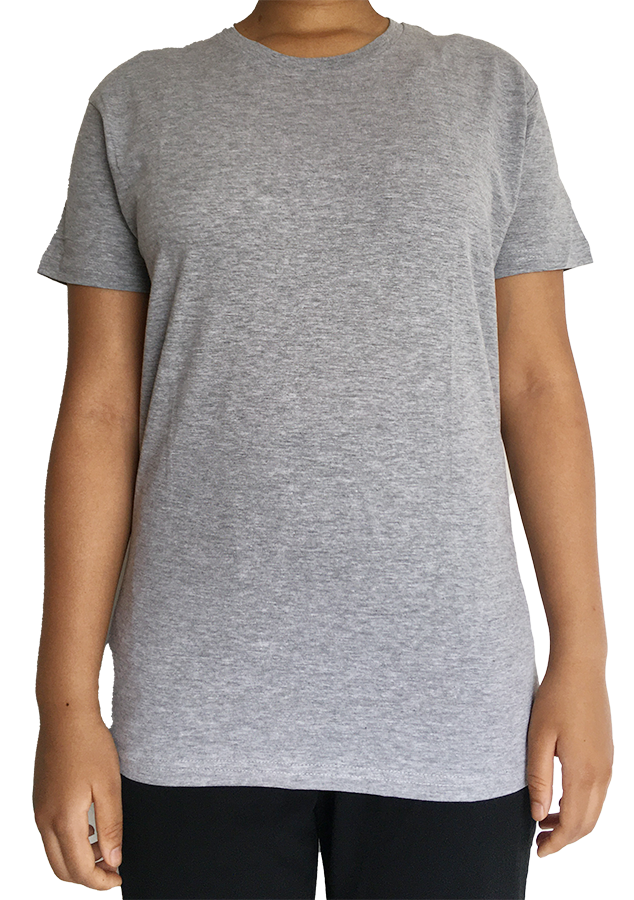 T-shirt uni col rond, gris