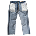 Levis 501 cropped blue straight lined 9