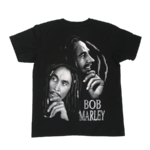 Bob Marley faces black t-shirt 1-back