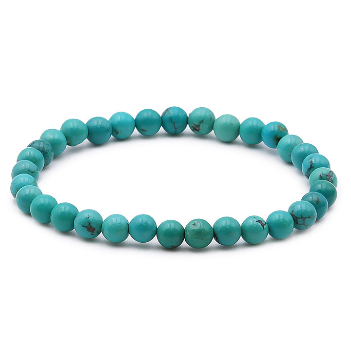 bracelet 6 mm turquoise lithosud