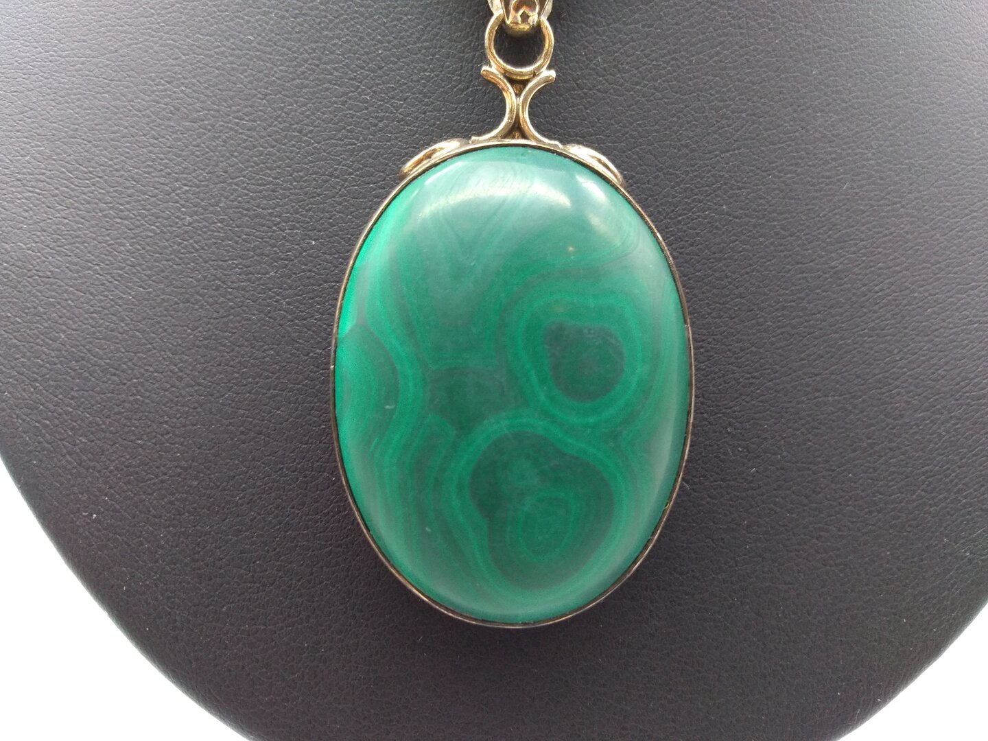 Pendentif Ovale En Argent Sterling Avec Malachite - Collier 45.7 Cm, Création Bali, Neuf Sans Emballage